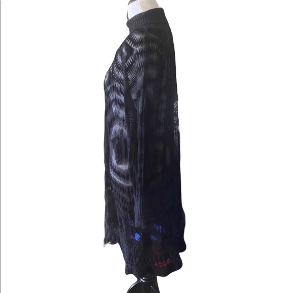 1990s Jean Paul Gaultier Sheer Silk Devore Black Velvet & Knit Dress Tunic SZ XL - Picture 2 of 12